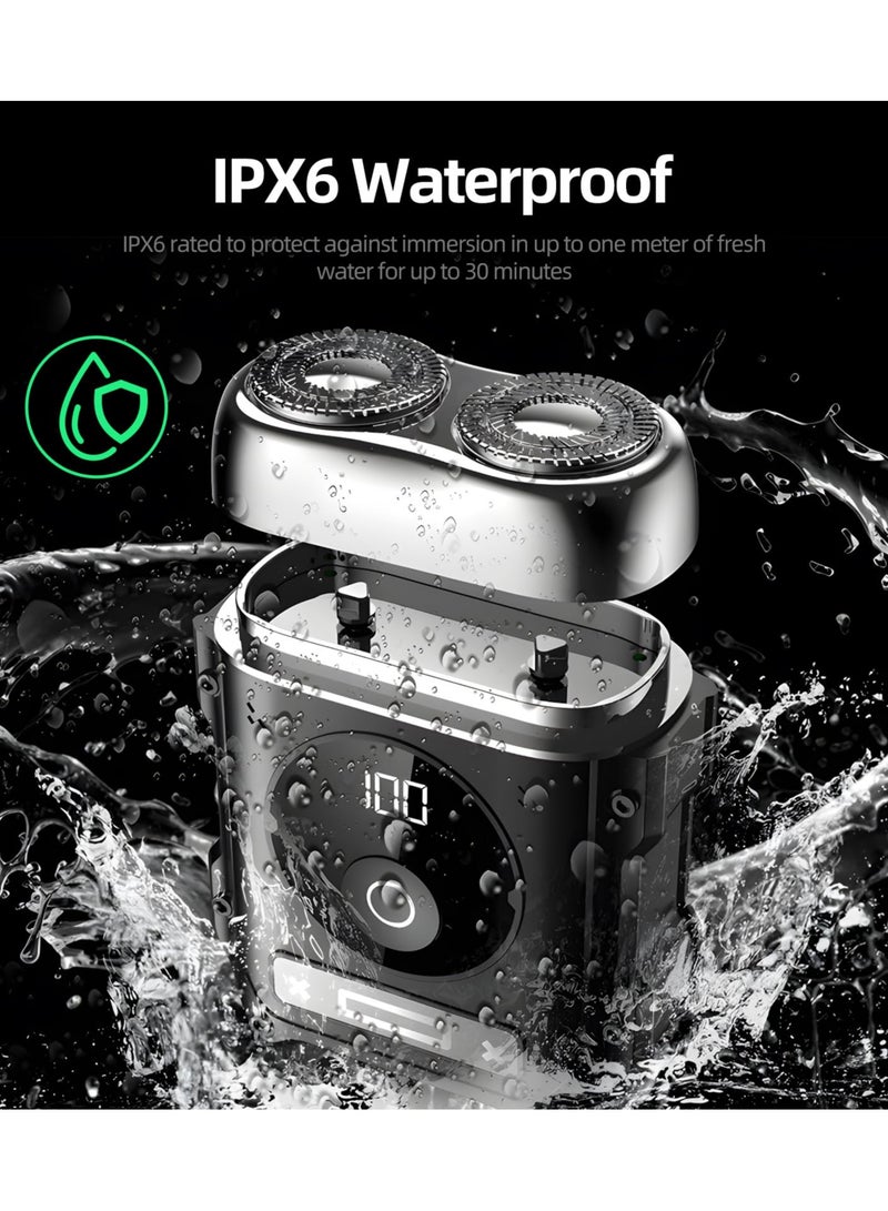 KASTWAVE Electric Razor for Men, All Metal Body, Magnetic Shaving Head, Powerful Motors, Sharp Blades, Full Body Washing, Type-C Quick Charging, LED Display, Mini Cordless Rotary Shaver, Easy to Travel, Black - Image 5