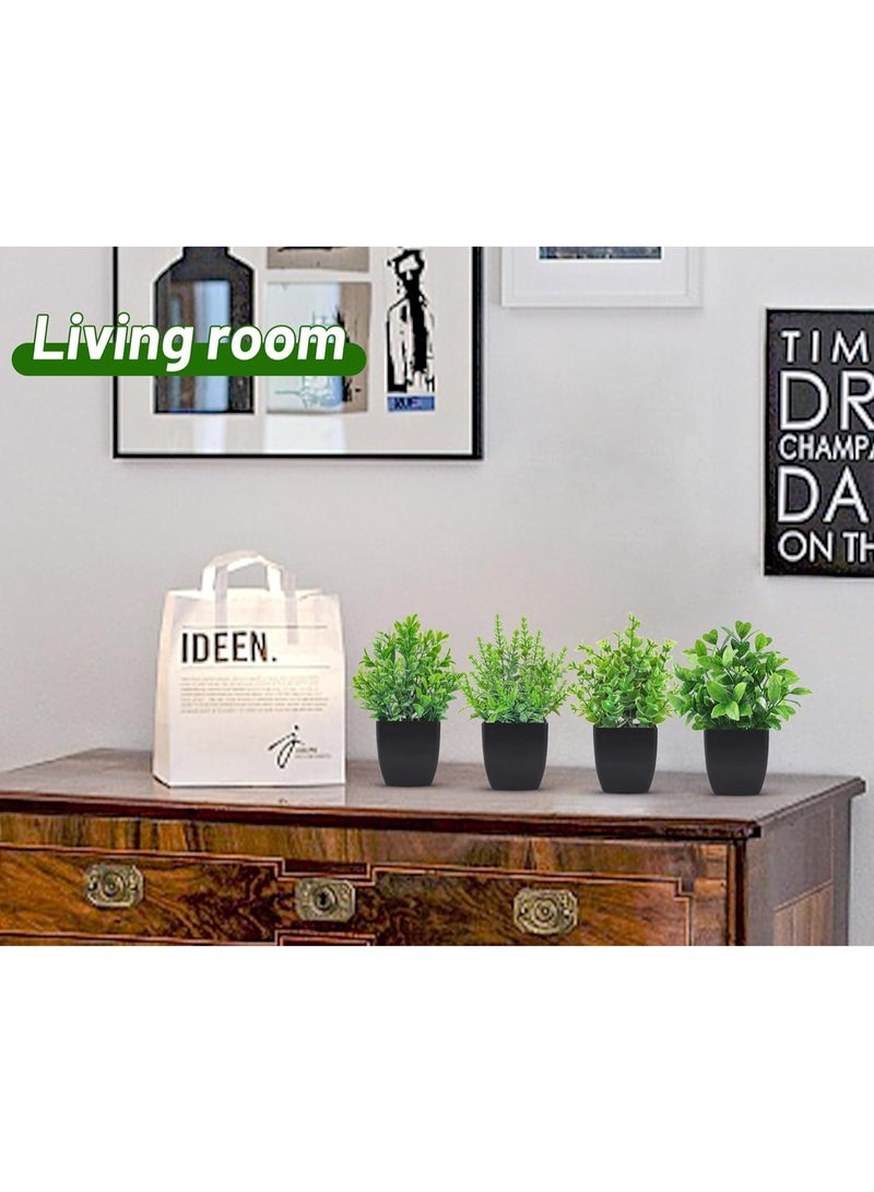 طقم 4 نباتات صناعية صغيرة من Der Rose، نباتات مزيفة مزروعة بوعاء للتزيين الداخلي، مثالية للحمام، المكاتب، غرفة المعيشة، الطراز الريفي (فارم هاوس) أو ديكور الطاولات - Image 5