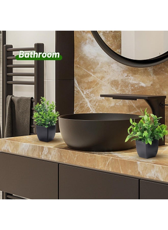 طقم 4 نباتات صناعية صغيرة من Der Rose، نباتات مزيفة مزروعة بوعاء للتزيين الداخلي، مثالية للحمام، المكاتب، غرفة المعيشة، الطراز الريفي (فارم هاوس) أو ديكور الطاولات - Image 4