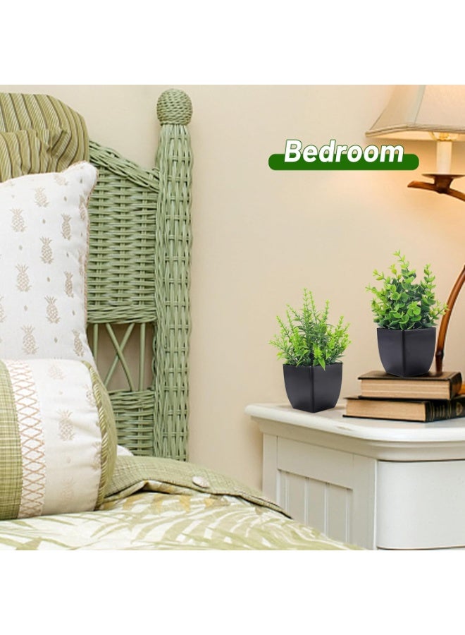 طقم 4 نباتات صناعية صغيرة من Der Rose، نباتات مزيفة مزروعة بوعاء للتزيين الداخلي، مثالية للحمام، المكاتب، غرفة المعيشة، الطراز الريفي (فارم هاوس) أو ديكور الطاولات - Image 3