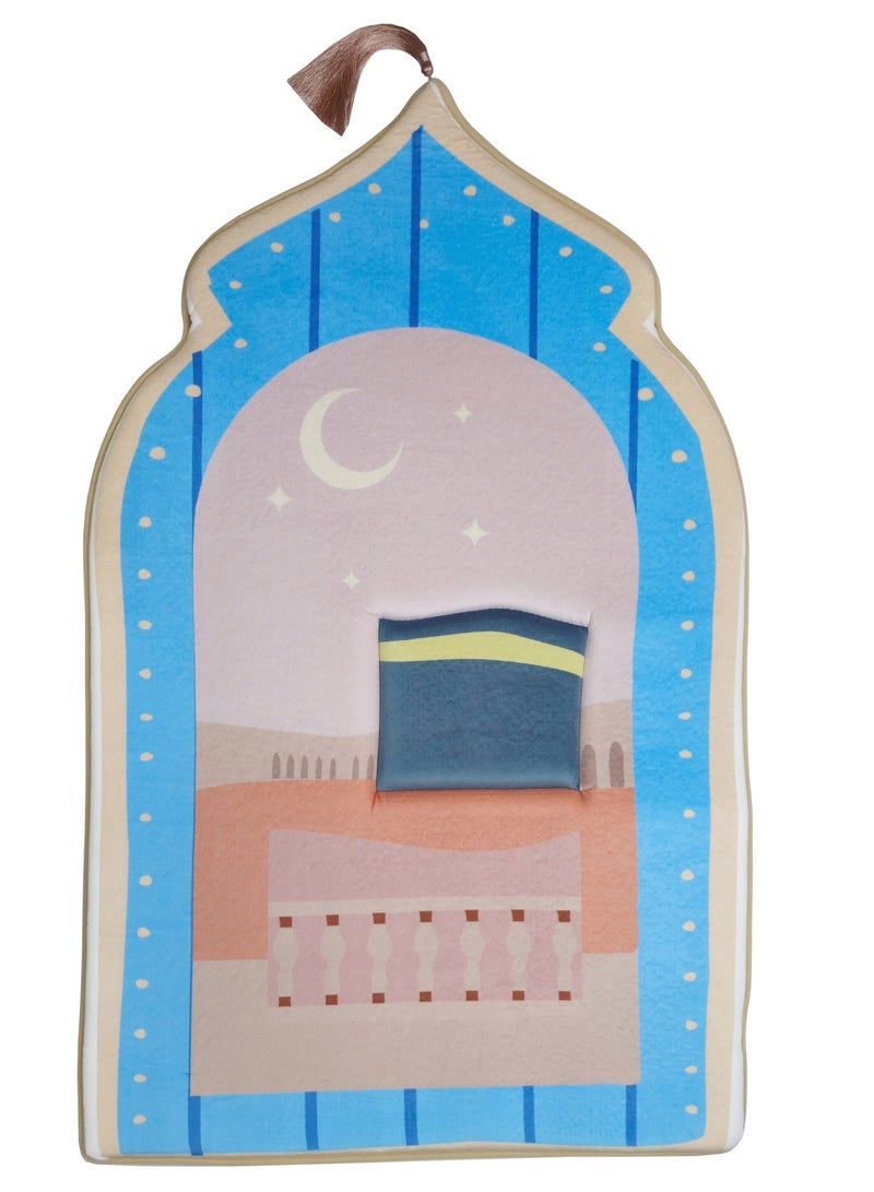 فابينني سجادة صلاة للأطفال 60×95 سم، سجادة صلاة من إسفنج الذاكرة للأطفال على شكل قبة بتصميم ثلاثي الأبعاد ملون وشرابة، سجادة صلاة خفيفة الوزن غير قابلة للانزلاق للأطفال، سجادة هدايا زرقاء/أرجوانية None - Image 1