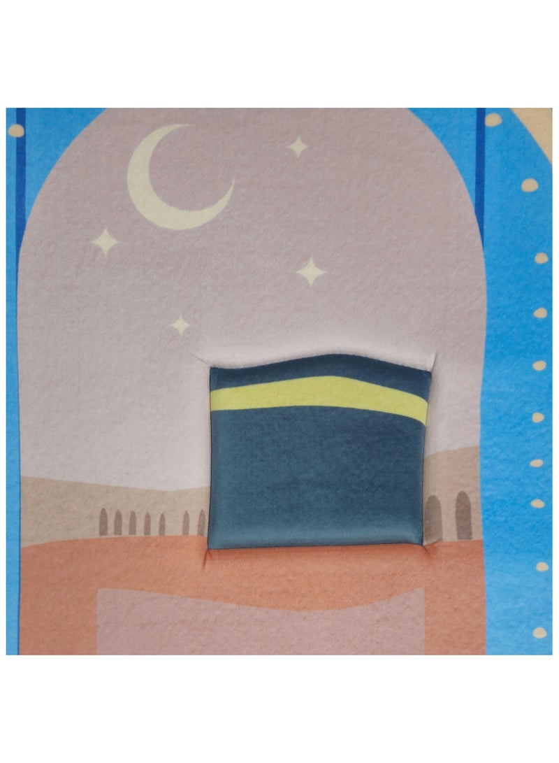 فابينني سجادة صلاة للأطفال 60×95 سم، سجادة صلاة من إسفنج الذاكرة للأطفال على شكل قبة بتصميم ثلاثي الأبعاد ملون وشرابة، سجادة صلاة خفيفة الوزن غير قابلة للانزلاق للأطفال، سجادة هدايا زرقاء/أرجوانية None - Image 3