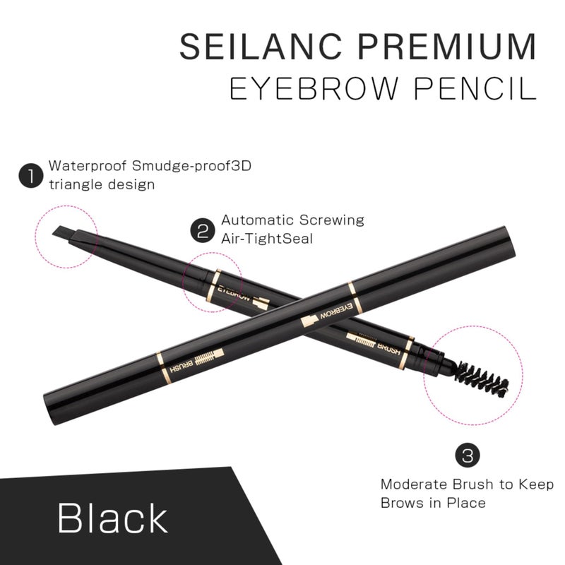 AIRCLE Eyebrow Pencil 2 Packs, Waterproof Smudge-proof Brow Pencil with Brow Brush, Automatic Eye Brow Makeup by SEILANC, Dark Brown - Image 3