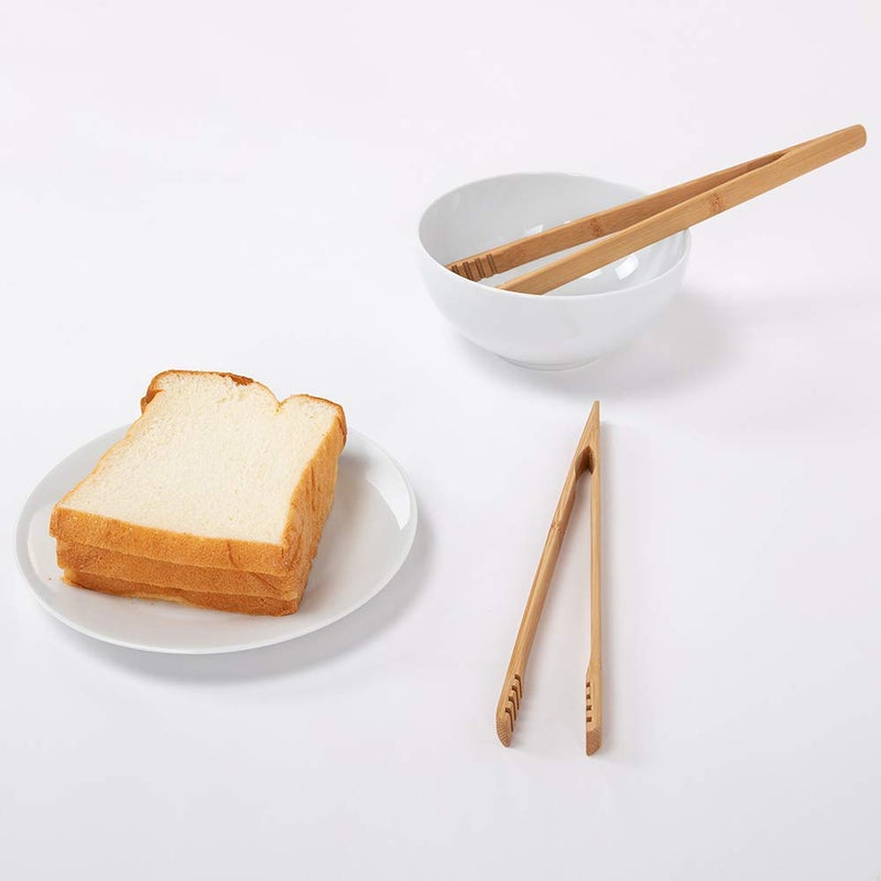 DUJEN 2 Pieces Bamboo Toast Tongs, 10.2 Inches Long Wood Toaster Tongs with Anti-slip Design, Tongs for Cooking with Cooking Oil Coating - Image 5