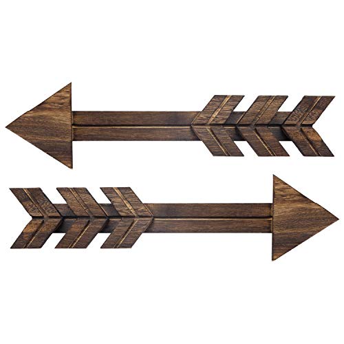 Dahey Rustic Wooden Arrow Wall Decor Farmhouse, 15" Wood Arrows Sign Wall Hanging Art Christmas Decoration for Home or Wedding, Set of 2 - Image 1