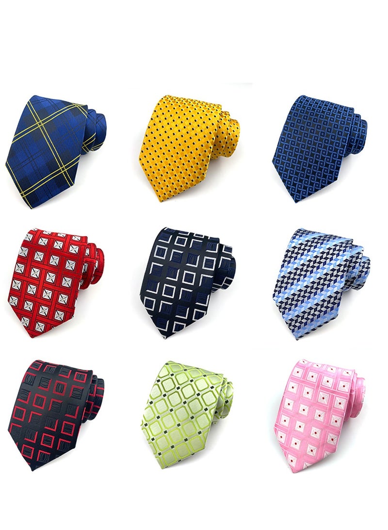 KASTWAVE Tie, Classic Men's Silk Tie Woven Jacquard Tie for Formal Business Casual, Gifts for Men (9 Pieces) - Image 1