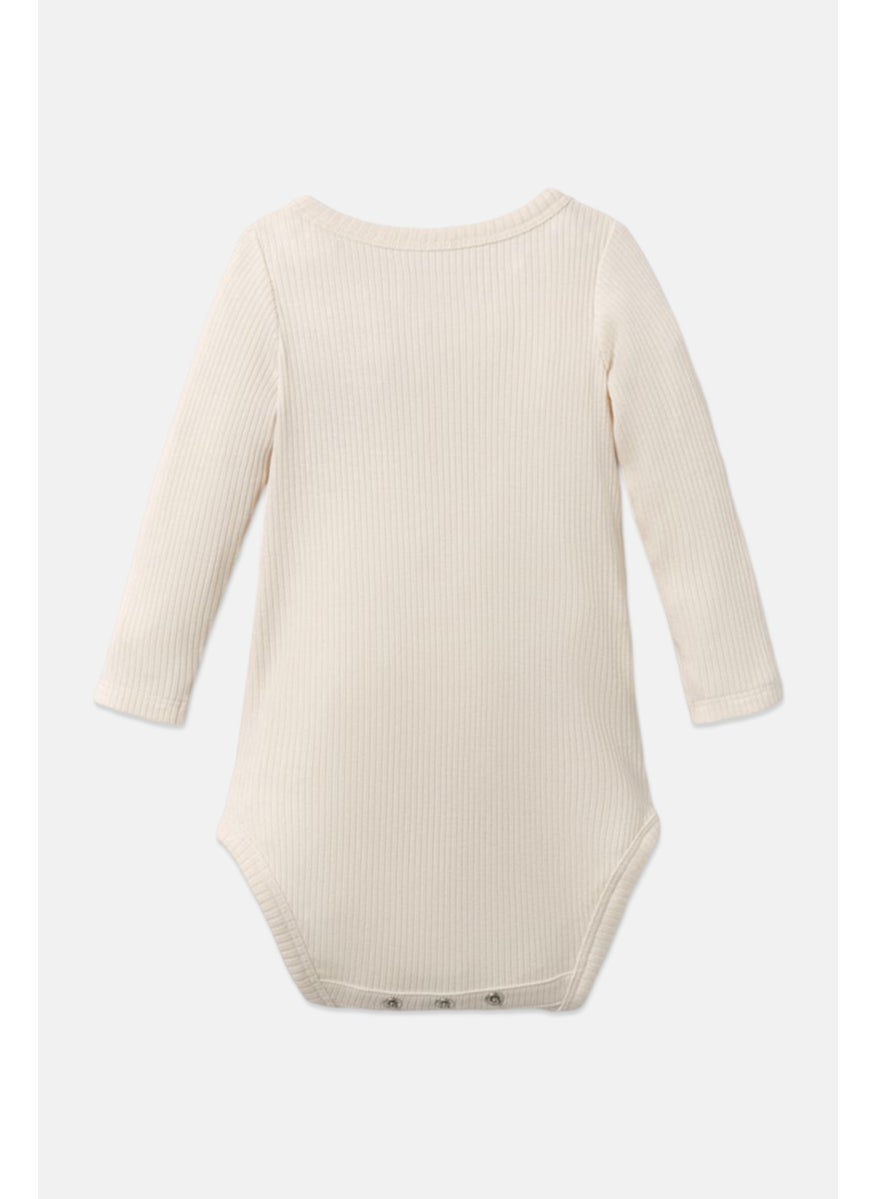 Tchibo Toddlers Boy Plain Long Sleeves Bodysuits, Off White  - Image 2