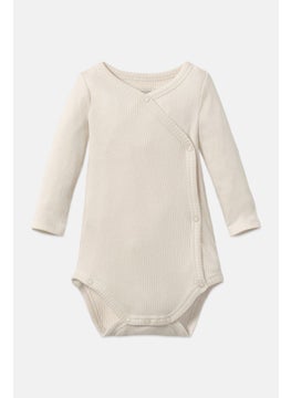 Tchibo Toddlers Boy Plain Long Sleeves Bodysuits, Off White  - Image 3