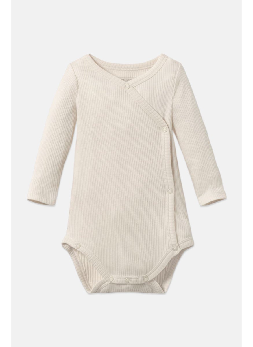 Tchibo Toddlers Boy Plain Long Sleeves Bodysuits, Off White  - Image 3
