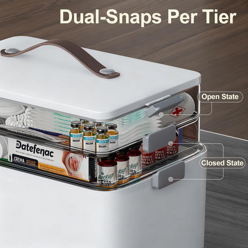 CTIME 3-Tier Medicine Organizer with Pill Case - Portable Pill Case & Empty First Aid Kit for Home, Travel, RV, School, Dorm, Ideal Elderly, Father Gift - Image 4