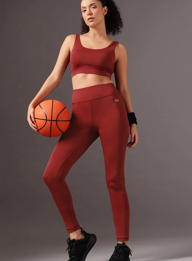 Clovia Maroon Solid Leggings