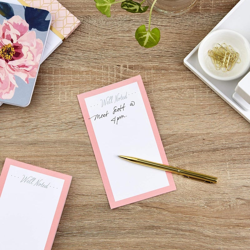 Hallmark Notepad Bundle with Pen, Pretty Pinks (3 Notepads in Assorted Sizes with Gold Pen) - Image 2
