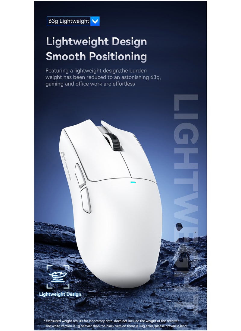 Attack Shark - ATTACK SHARK X11 Tri-Mode Gaming Mouse - Wired, 2.4GHz Wireless, Bluetooth - 22000 DPI PixArt PAW3311 Sensor - RGB Backlight - Magnetic Charging Dock - Lightweight & Ergonomic Design - For PC, Laptop, Mac, Xbox, PS (White) - Image 1