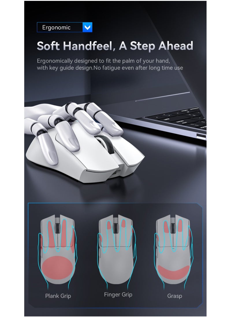 Attack Shark - ATTACK SHARK X11 Tri-Mode Gaming Mouse - Wired, 2.4GHz Wireless, Bluetooth - 22000 DPI PixArt PAW3311 Sensor - RGB Backlight - Magnetic Charging Dock - Lightweight & Ergonomic Design - For PC, Laptop, Mac, Xbox, PS (White) - Image 1