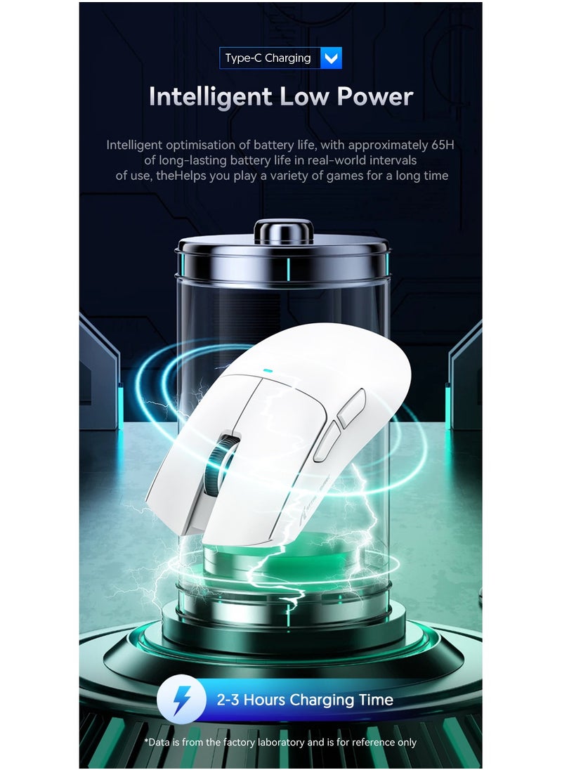 Attack Shark - ATTACK SHARK X11 Tri-Mode Gaming Mouse - Wired, 2.4GHz Wireless, Bluetooth - 22000 DPI PixArt PAW3311 Sensor - RGB Backlight - Magnetic Charging Dock - Lightweight & Ergonomic Design - For PC, Laptop, Mac, Xbox, PS (White) - Image 1