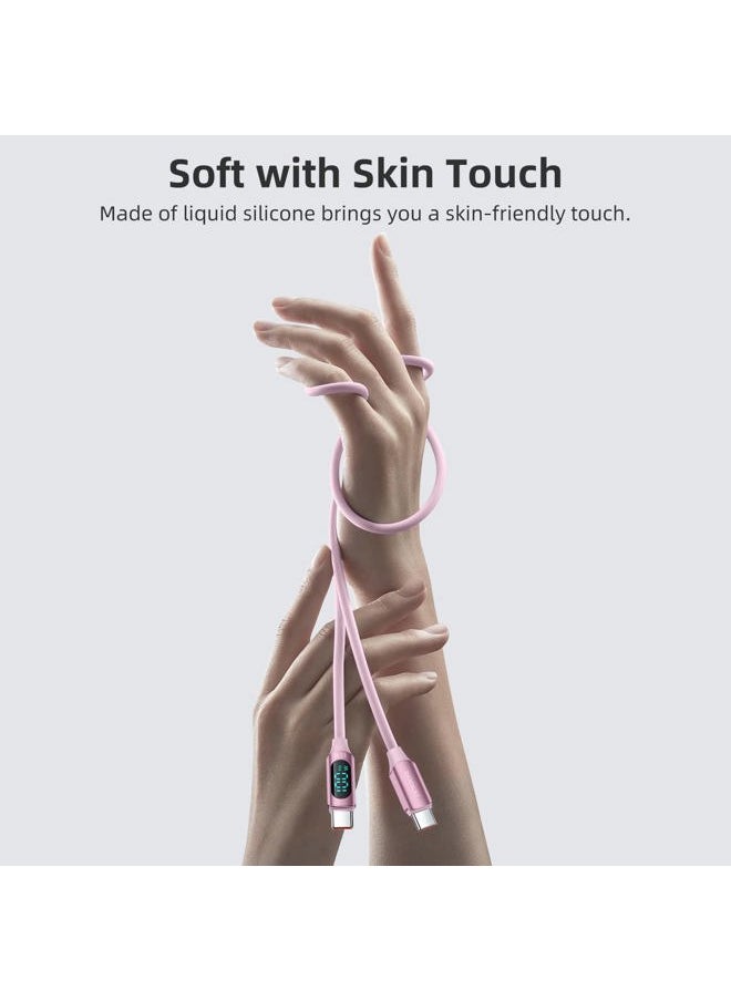 toocki 6.6FT 100W USB C Cable 5A USB 2.0 Silicone Type C Charging Cable with LED Display USB C to USB C Fast Charge Cable for iPhone 15 iPhone 15 Plus iPhone 15 Pro iPhone 15 Pro Max  - Image 5