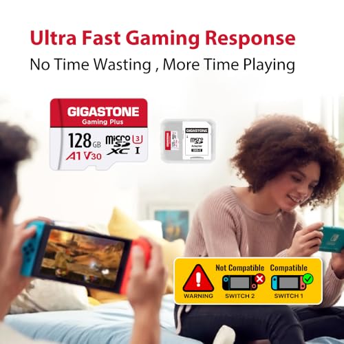 Gigastone 【Switch 1 Only】 GIGASTONE Micro SD Card 128GB 5-Pack, Gaming Plus, MicroSDXC Memory Card for Nintendo-Switch 1, UHS-I U3 A1 Class 10, up to 100MB/s, with MicroSD to SD Adapter - Image 5