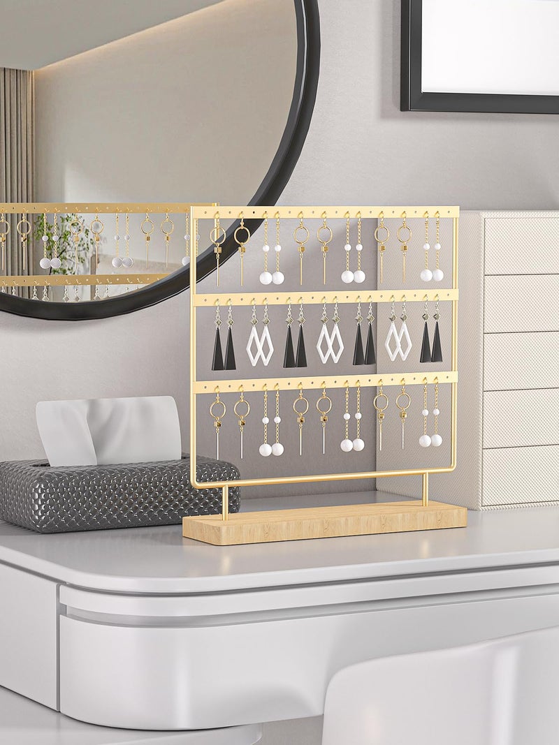 Ausalivan Earring Holder Organizer,Pierced Large Earrings Display Stand For Selling,Small Stud Earring Organizer Rack,Hoop Earring Storage Hanger Tree (Golden, 3 tier) - Image 2