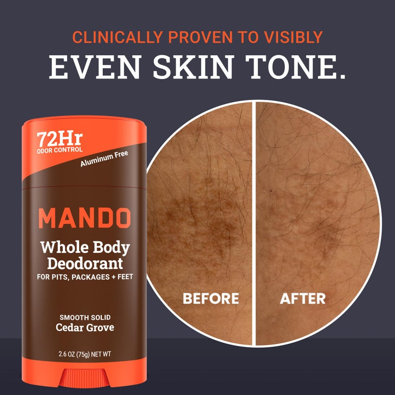 Mando Whole Body Deodorant For Men - Smooth Solid Stick - 72 Hour Odor Control - Aluminum Free, Baking Soda Free, Skin Safe - 2.6 Ounce (Pack of 2) - Cedar Grove - Image 5