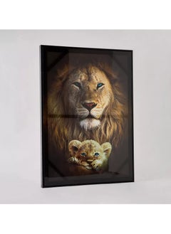 Home Box Ersel Lion and Cub Framed Picture - 50x70x2.5 cm  - Image 1