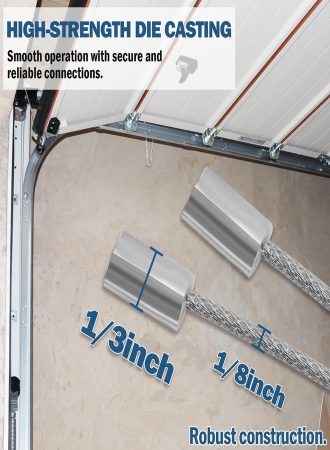 NAZOU 8 ft 6 inch Long Garage Door Cable Repair Kit Garage Door Wire Cable & Parts 304 Steel Garage Door Cable Replacement & Hardware for Garage Doors（1/8 inch Pack of 2) - Image 3