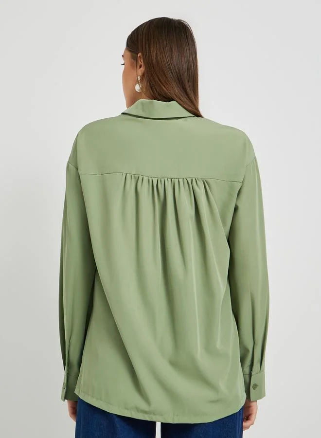 Take Two Take Two Solid Spread Collar Long Sleeve Shirt
