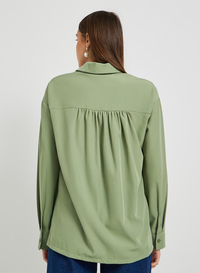 Take Two Take Two Solid Spread Collar Long Sleeve Shirt  - Image 4