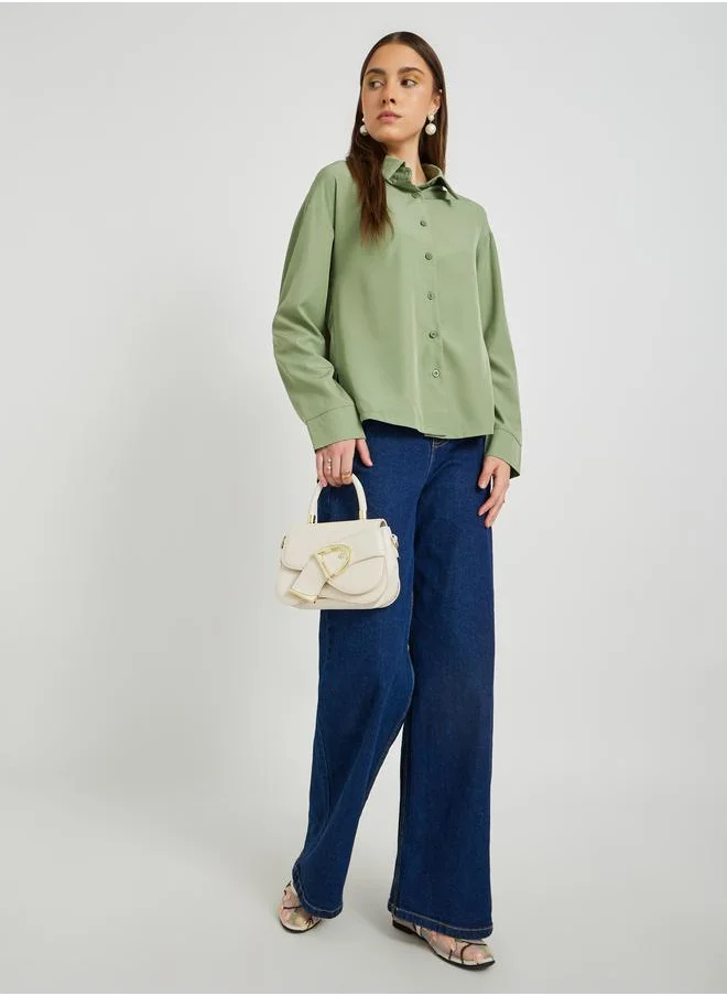 Take Two Take Two Solid Spread Collar Long Sleeve Shirt