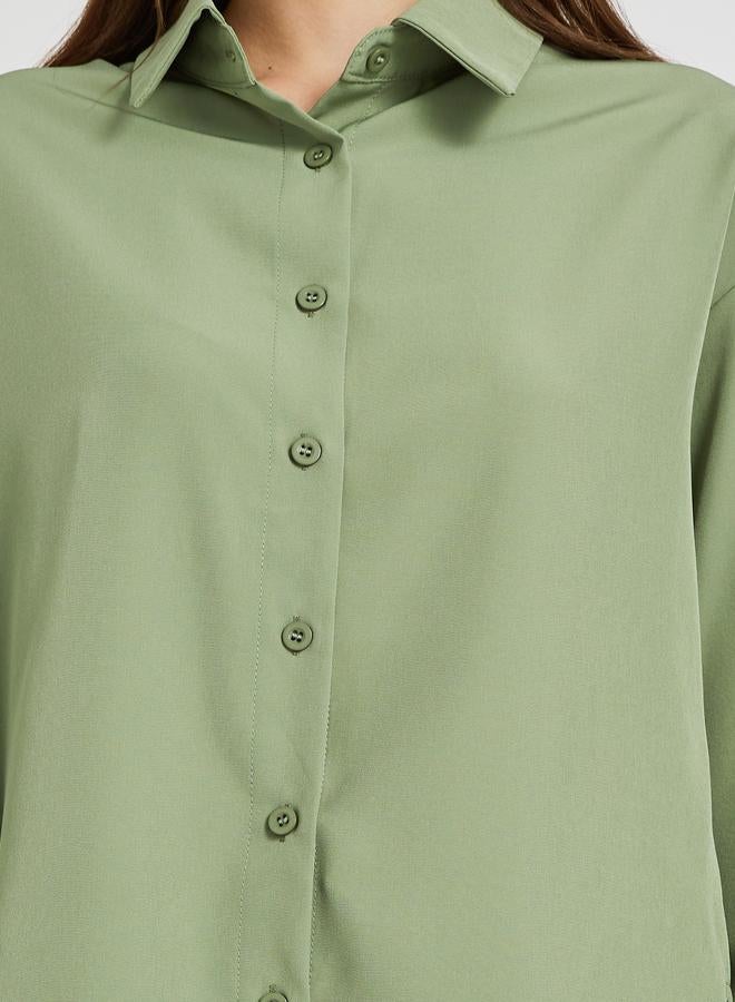 Take Two Take Two Solid Spread Collar Long Sleeve Shirt  - Image 3