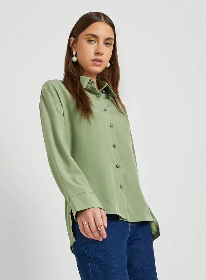 Take Two Take Two Solid Spread Collar Long Sleeve Shirt