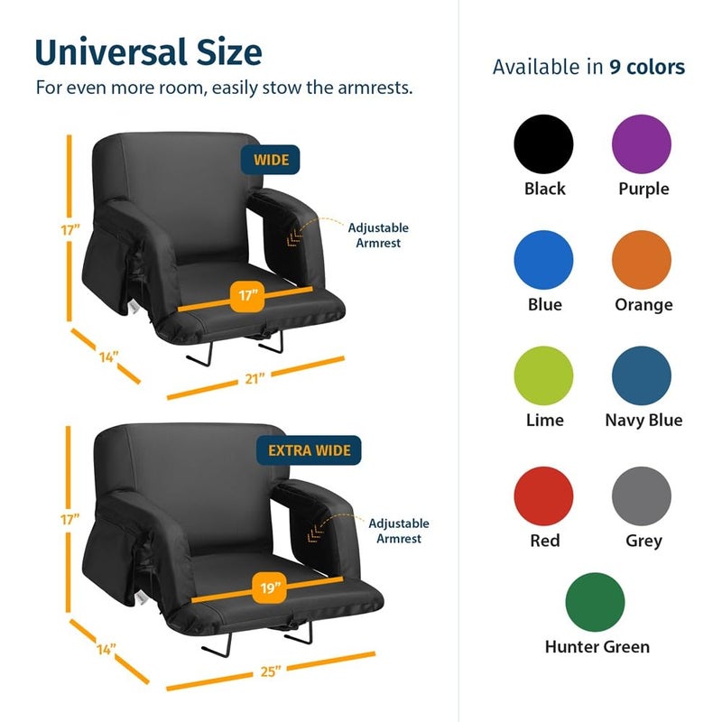 Alpcour Reclining Stadium Seats for Bleachers with Back Support â€“ Wide Bleacher Chair Cushion, Armrests, Large Pockets, and Multiple Safety Features â€“ Best Stadium Seat Chairs for Camping, Kayak Backs & More - Image 4