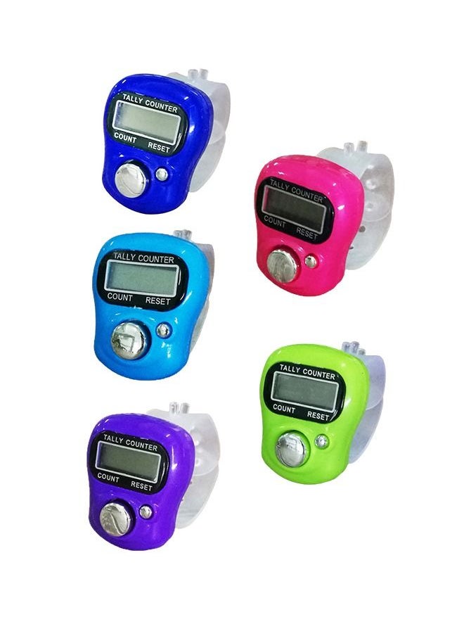 Generic - 5 pcs Digital Tally Finger Small Tasbih Counter Rings , Finger Lap Tally Counter,Tally Digital Mini pace, Manual Digital LCD Multicolour - Image 1