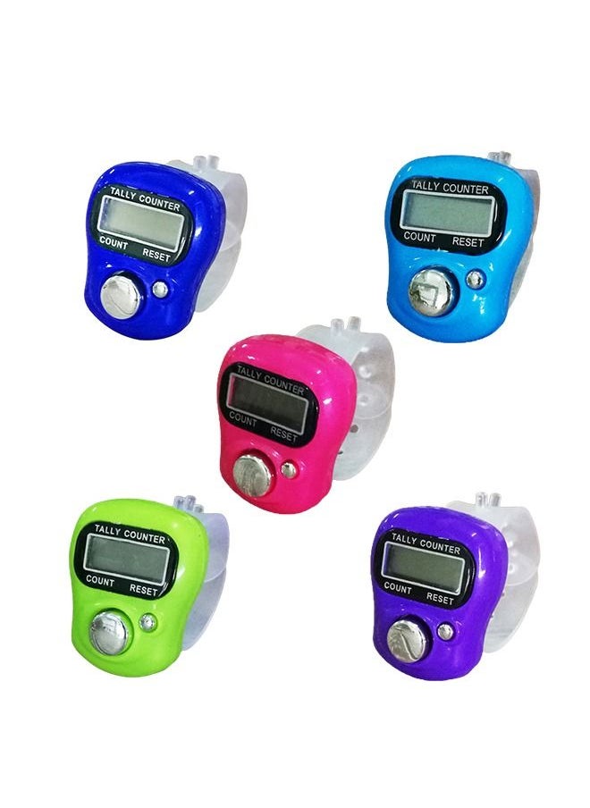 Generic - 5 pcs Digital Tally Finger Small Tasbih Counter Rings , Finger Lap Tally Counter,Tally Digital Mini pace, Manual Digital LCD Multicolour - Image 1