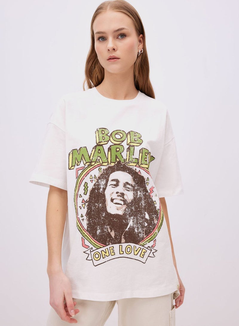 DeFacto Oversize Fit Crew Neck Printed Short Sleeve T-Shir - Image 2
