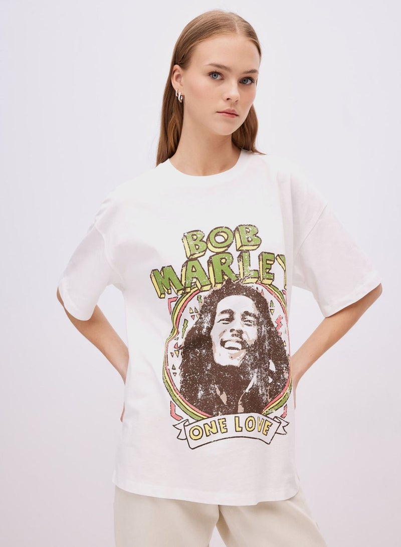 DeFacto Oversize Fit Crew Neck Printed Short Sleeve T-Shir - Image 4