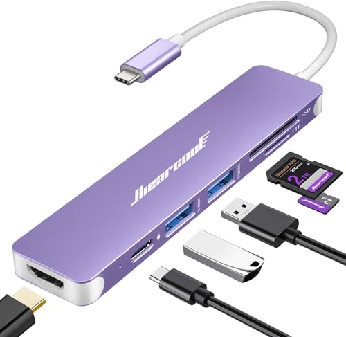 Hiearcool USB C Hub, 7-in-1 Multi-Port Adapter, USB-C to 4K HDMI Splitter Type C Dock Dongle with 100W Power Delivery SD/TF Card Reader Compatible for MacBook Pro/Air and More Type USBC Devices - Image 1