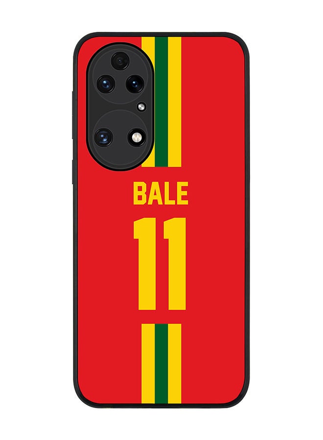 Stylizedd Rugged Black edge case for Huawei P50 Slim fit Soft Case Flexible Rubber Edges Anti Drop TPU Gel Thin Cover - Football Team - Wales Player Name - Bale - Image 1