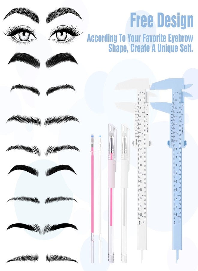 Sibba Eyebrow Mapping Kit Brow Mapping Pen Set 3PCS Eyebrows Pen with 6PCS Replacement Refills and 2PC Ruler Eyebrows Microblading Marker Pens Eyebrow Makeup Position Mappings Mark Measuring Tool - Image 3