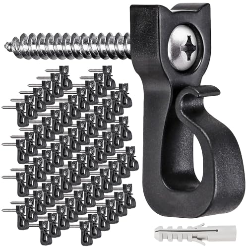 Dolibest Pack of 60 Q-Hanger, Home Christmas Lights Hanger Hooks with Phillips Screw for Garage New Year Party Outdoor Easy Release Wire and Fairy Led Lights, Widthwise Screw - Image 1