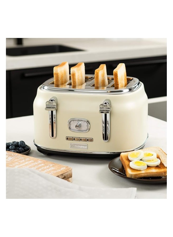 Westinghouse Retro Series 4-Slice Toaster 1750W - White | High-Power Toaster for Even Toasting, Bagels & More  - Image 4