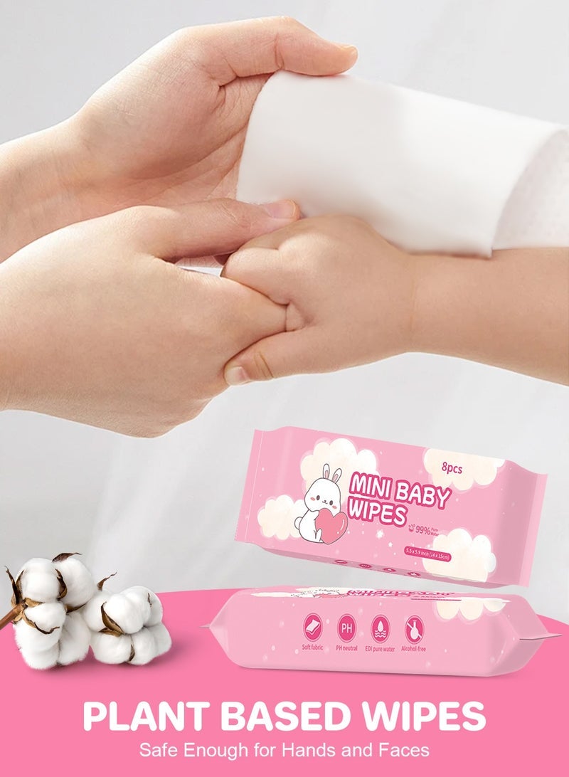 URbazaar Baby Wipes, Diaper Wipes for Sensitive Skin, Wet Wipes with 99% Water Based, Hypoallergenic, Safe and Gentle, 16 Packs (128 Wipes Total) - Image 2