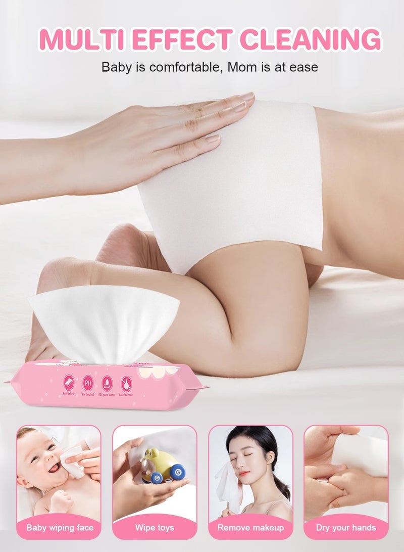 URbazaar Baby Wipes, Diaper Wipes for Sensitive Skin, Wet Wipes with 99% Water Based, Hypoallergenic, Safe and Gentle, 16 Packs (128 Wipes Total) - Image 5
