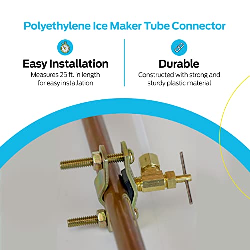 Eastman Ice Maker Installation Kit with Brass Inserts, 1/4 Inch Compression, 25 Foot Polyethylene Ice Maker Connectors, White, 48362 - Image 3