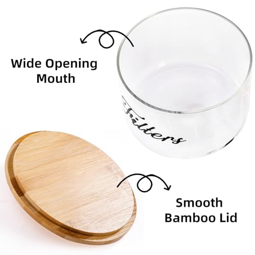 Cididu Coffee Filter Holder with Bamboo Lid, Clear Large Coffee Pod Holder for Counter, Coffee Filter Dispenser Basket, Glass K Cup Countertop Storage Container for Kitchen Cafe Bar Accessories - Image 4