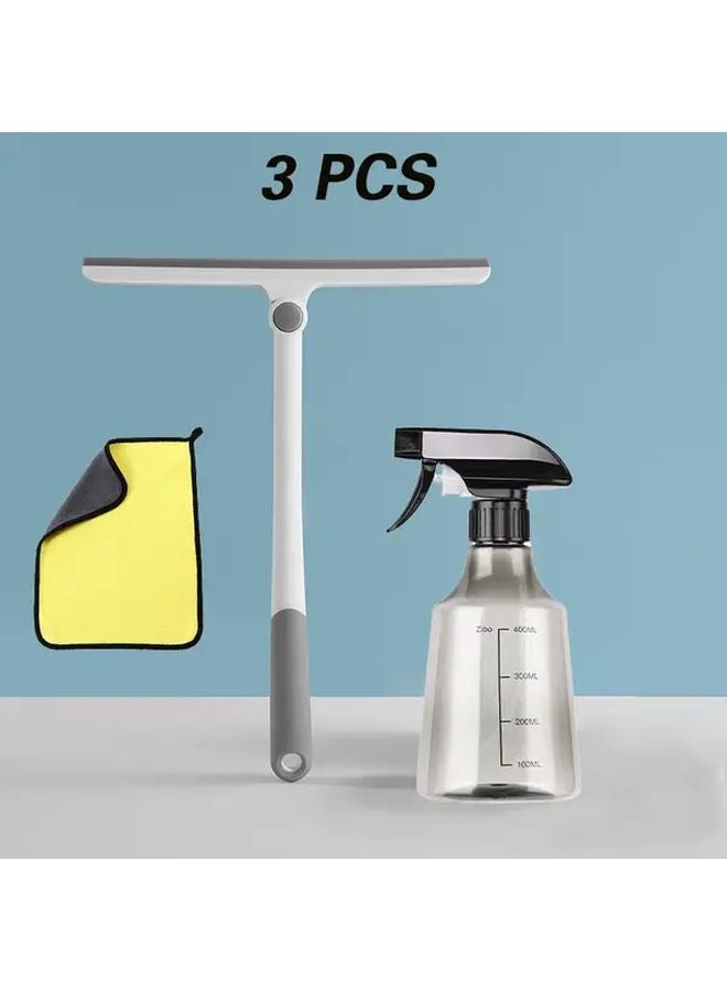 3PC رمادي 360 دوارة T شكل ممسحة زجاج مع علبة سقي ومنشفة - Image 1