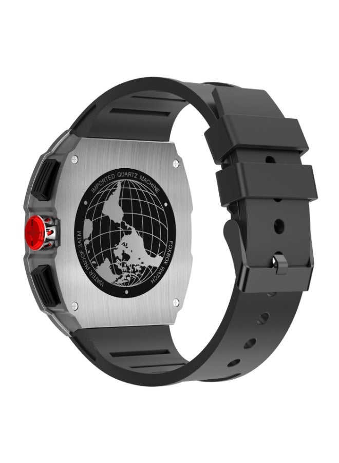FOXBOX Men's Casual Luxury Waterproof Quartz Wrist Watch For Date Sport Business Watches Silicone Band Silver - Image 3