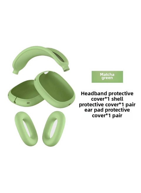 Suitable For Apple Headphone Case Airpods Max Protective Case Head-Mounted Earphone Case Silicone Protective Cover Case-Color:Max Matcha Green 3-piece Set (shell Set * 1 Pair Beam Set * 1 Ear Cushion Set * 1 Pair)-Applicable Model:AirPodsMax