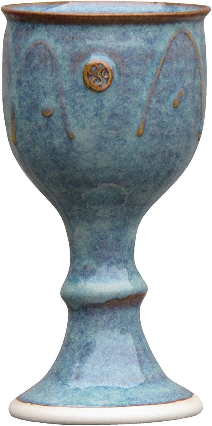 CASTLE ARCH POTTERY IRISH POTTERY WINE GOBLET HANDTHROWN HANDGLAZED WITH CELTIC SPIRAL MOTIF HANDCRAFTED IN IRELAND LEAD CADMIUM FREE IRISH GIFTS FOR MEN WOMEN