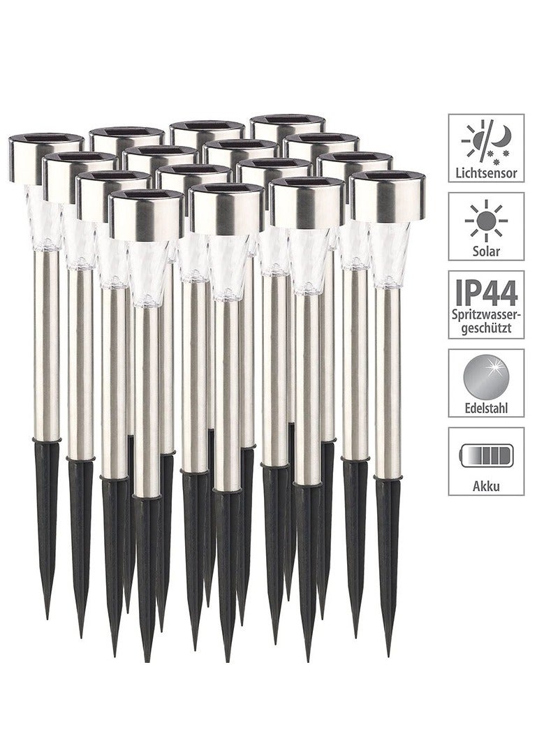 16 Pack Solar Path Lights Outdoor,Solar Lights Outdoor Waterproof,Stainless Steel LED Landscape Lighting,Solar Garden Lights for Driveway,Pathway,Patio,Yard  - Image 1
