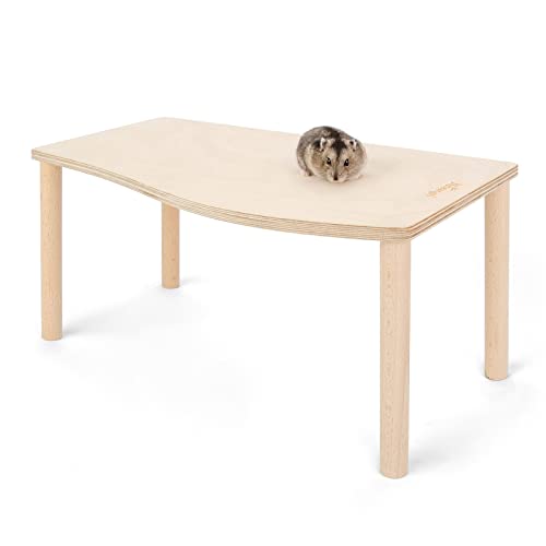 Niteangel Hamster Play Wooden Platform for Food Bowl Drinking Bottle and Other cage Accessories (Wave - 7" Height) - Image 1